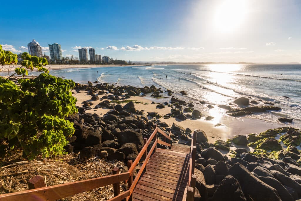 Greenmount beach during sunset on Queensland's Gold Coast